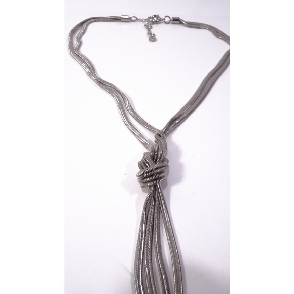 Nordstrom Something Navy Women's Silver Double Snake Y Necklace NWOT 68 - Picture 4 of 6